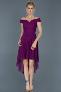 Front Short Back Long Plum Prom Gown ABO039
