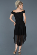 Front Short Back Long Black Prom Gown ABO039