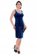 Short Sax Blue Velvet Evening Dress C5211