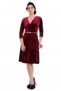 Short Claret Red Velvet Prom Dress T2281