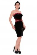 Short Black-Claret Red Velvet Prom Dress C2169