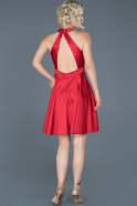 Short Red Satin Prom Gown ABK493