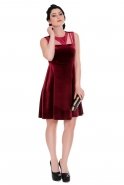 Short Claret Red Velvet Prom Dress T2301