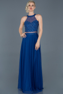 Sax Blue Long Engagement Dress ABU766