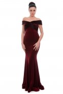 Long Burgundy Velvet Evening Dress C3292