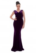 Long Purple Velvet Evening Dress C3295