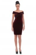 Short Burgundy Velvet Evening Dress T2308