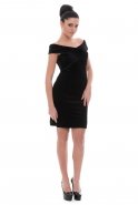 Short Black Velvet Evening Dress T2308