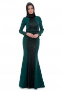 Emerald Green Hijab Dress S4131