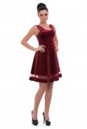 Short Burgundy Velvet Evening Dress T2296