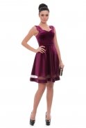 Short Purple Velvet Evening Dress T2296