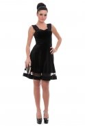 Short Black Velvet Evening Dress T2296