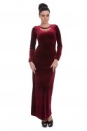 Long Claret Red Velvet Prom Dress T2293