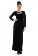 Long Black Velvet Prom Dress T2293