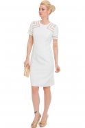 Short Sleeve Ecru Coctail Dress N98270