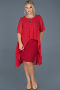 Red Short Plus Size Evening Dress ABK063