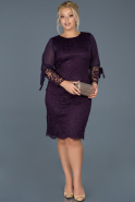 Dark Purple Short Laced Oversized Evening Dress ABK429