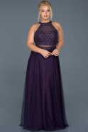 Long Purple Plus Size Evening Dress ABU908