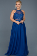 Long Sax Blue Plus Size Evening Dress ABU908