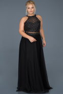 Long Black Plus Size Evening Dress ABU908