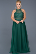 Long Green Plus Size Evening Dress ABU908