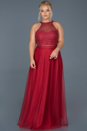 Long Red Plus Size Evening Dress ABU908