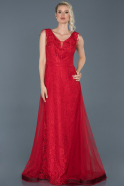 Long Red Laced Evening Dress ABU909