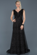 Long Black Laced Evening Dress ABU909