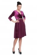 Short Plum Velvet Evening Dress T2281