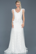 Long White Laced Invitation Dress ABU912