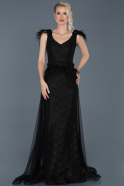 Long Black Laced Invitation Dress ABU912