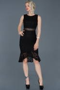 Short Black Laced Evening Dress ABK616