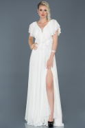 White Long Engagement Dress ABU032