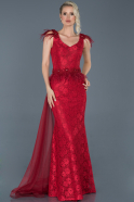 Long Red Laced Invitation Dress ABU912