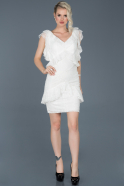 Short White Laced Evening Dress ABK620