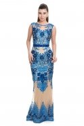 Long Sax Blue Evening Dress S3963