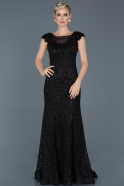 Long Black Laced Engagement Dress ABU940
