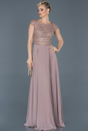 Long Rose Colored Laced Evening Dress ABU941