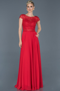 Long Red Laced Evening Dress ABU941