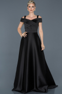 Black Long Satin Engagement Dress ABU541