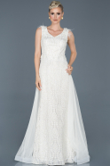 White Long Laced Engagement Dress ABU854