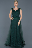 Emerald Green Long Laced Engagement Dress ABU854