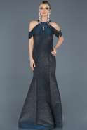 Silver-Sax Blue Long Mermaid Prom Dress ABU885