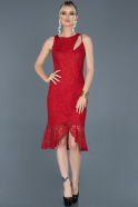 Red Short Laced Invitation Dress ABK604