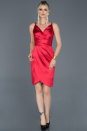 Short Red Satin Invitation Dress ABK624