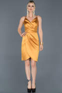 Short Saffron Satin Invitation Dress ABK624
