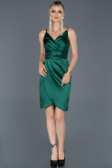 Short Emerald Green Satin Invitation Dress ABK624