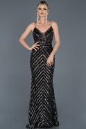 Black-Silver Long Mermaid Evening Dress ABU892