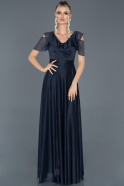 Long Navy Blue Prom Gown ABU955