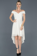 Front Short Back Long White Prom Gown ABO039